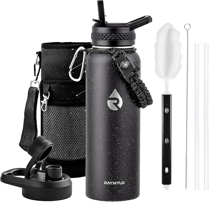 40oz Insulated Water Bottle, Triple Wall Vacuum Stainless Steel Water Bottles - Keeps Cold 48H, Reusable Metal water flask Jug for Gym, Sports, Camping, Hiking,Travel, Starry Sky-Black