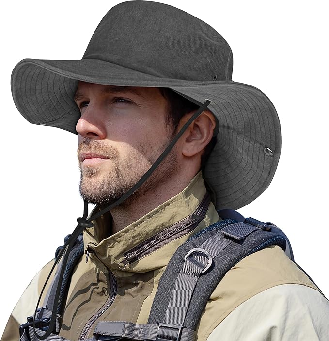ZOORON Bucket Hat Wide Brim Boonie Hats Safari Hat for Hiking Fishing Outdoor