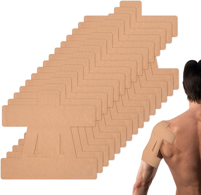 15 Pcs Precut Kinesiology Tape for Shoulder, Latex-Free Shoulder Tape for Pain Relief, Muscle Strips Kinesiology Tapes Precut, Sports Tapes Athletic Patch Support Muscle Elastic Breathable(Skin Color)