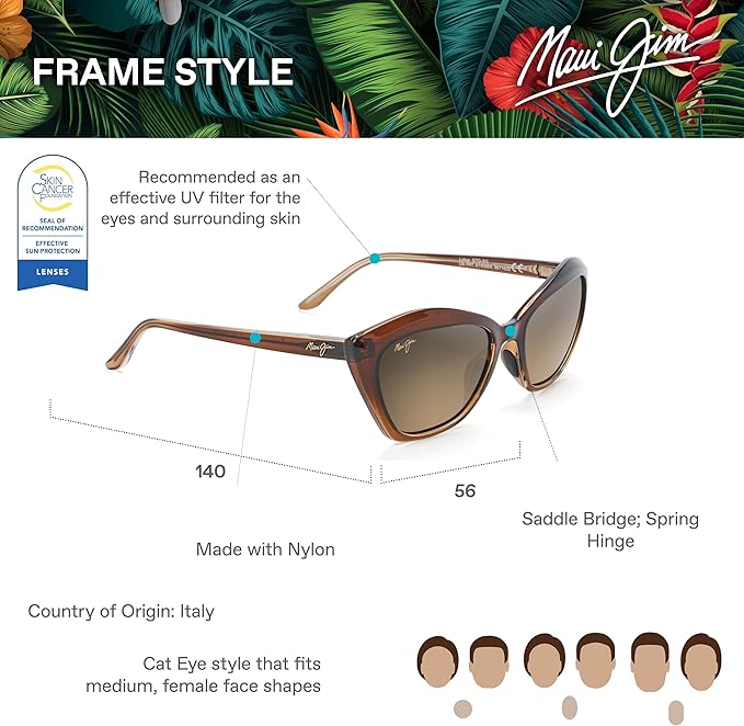 Maui Jim Polarized Women's Lotus Cat Eye Sunglasses
