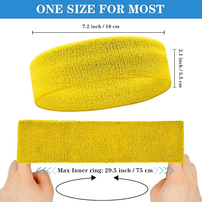 4 Pack Sweatbands Sports Headband for Men and Women, Moisture Wicking Athletic Workout Headband for Running, Tennis, Basketball, Yoga, Gym Stretchy Unisex Sweatband