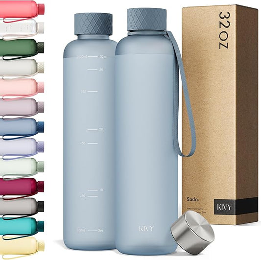 KIVY Tritan Water Bottle 2nd Generation (Blue Gray, 32 Ounces)