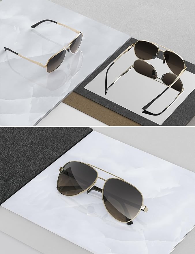 LUENX Aviator Sunglasses for Men Women Polarized - UV400 Protection, Stylish Shades, Driving, Outdoor Activities