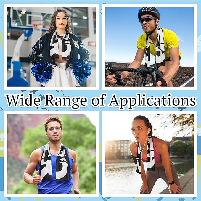 24 Pcs 12/24 Pcs Cheerleader Cooling Towel Cheer Gifts Bulk for Team Cheer Sports Gifts with Bags 40" x 12" Breathable Chilly Microfiber Cooling Towel for Yoga Sport Gym Party Favor (Black)