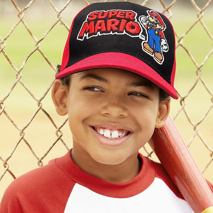 Nintendo Boys Baseball Cap, Super Mario Adjustable Kids Hat for Ages 4-7