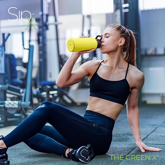 SIPX™ 32 oz Insulated Water Bottle with 3 Lids – Leakproof Stainless Steel, Triple Insulated – Cold 24 Hours/Hot 12 Hours – Durable Bottle for School, Gym, Travel – Yellow