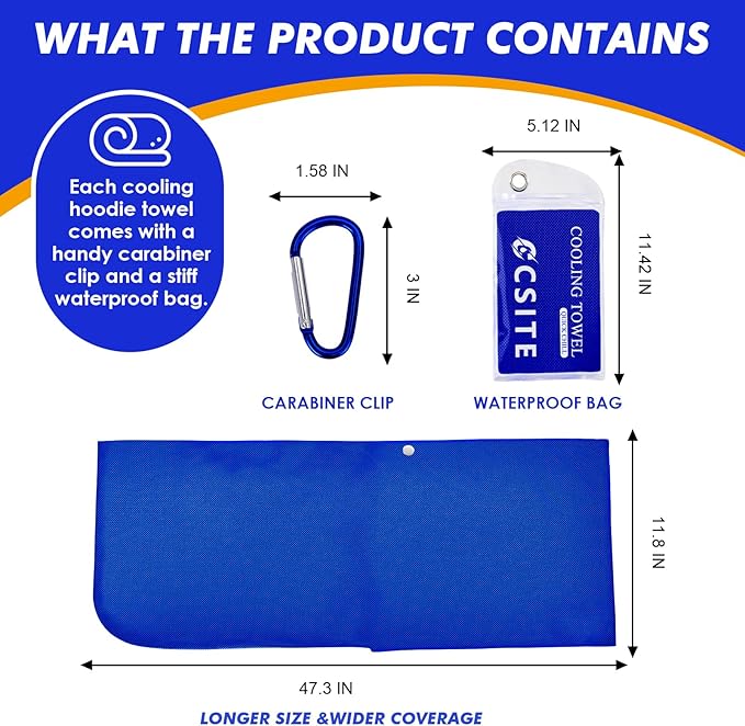 2 Pack Cooling Hoodie Towels, Instant Cooling Towels for Neck and Face, UPF 50 Sun Protection, Ice Towel for Hot Weather, Head Towel for Sports, Camping, Cycling & More Activities