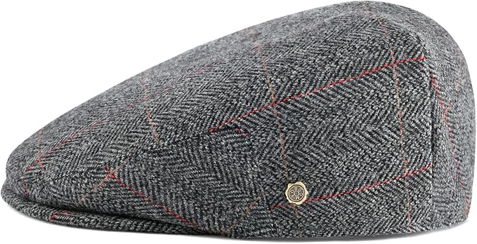 VOBOOM Men's Herringbone Flat Ivy Newsboy Hat Wool Blend Gatsby Cabbie Cap