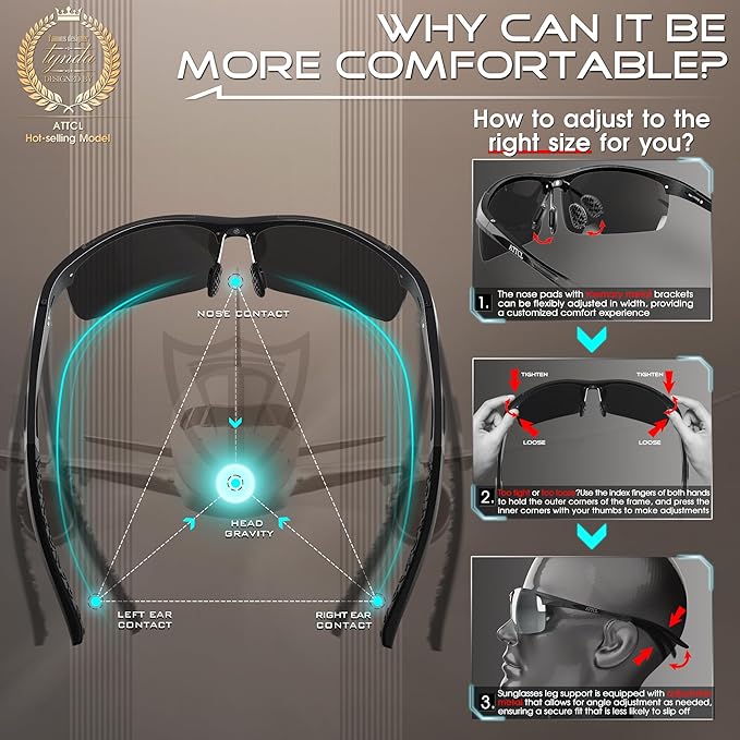 ATTCL Men's Fashion Driving Polarized Sunglasses for Men - Al-Mg metal Ultralight Frame