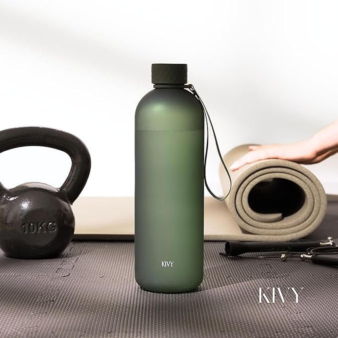 KIVY Large Water Bottle 50oz [Lightweight & Shatterproof] Fits Backpack & Cupholder for Travel, Sports, School - Extra large water bottle no straw - 1.5 Liter water bottles - 50oz Water bottle Taupe