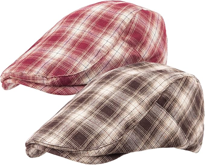 LADYBRO 2Pack Unisex Flat Cap Newsboy Hats for Men Women, Summer Casual Adjustable