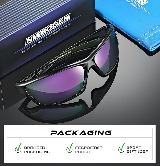 Nitrogen Polarized Wrap Around Sport Sunglasses for Men Women UV400 Driving Fishing Running Sun Glasses