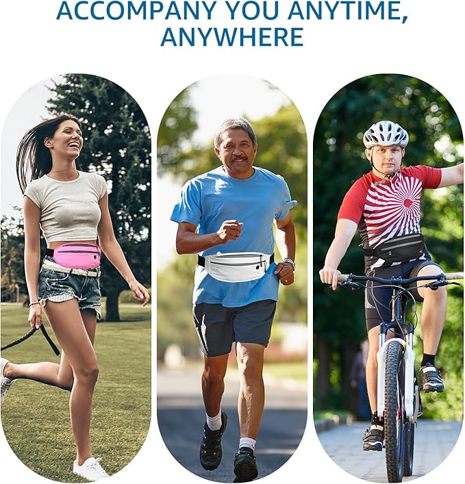 HiRui Slim Fanny Pack for Men Women, Adjustable Exercise Waist Pack Reflective Running Belt for Sports Workout Cycling Hiking, Casual Hands-Free Wallets Phone Bag Fits All Phones (Dark Gray)