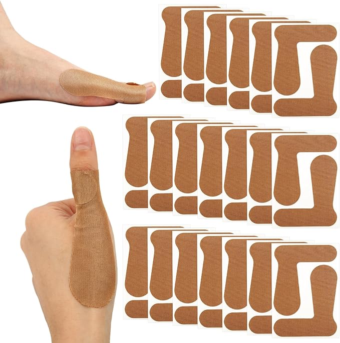 20pcs Precut Thumb Support Tape, Self Adhesive Toe Patches Finger Bandages Supplies for Sport Housework, Elastic Cotton Protecting Strap