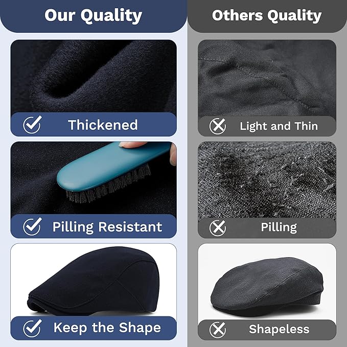 KUJUHA Newsboy Hats for Men Flat Irish Cabbie Ivy Gatsby Newsboy Driving Hat Hunting Cap Winter Hat