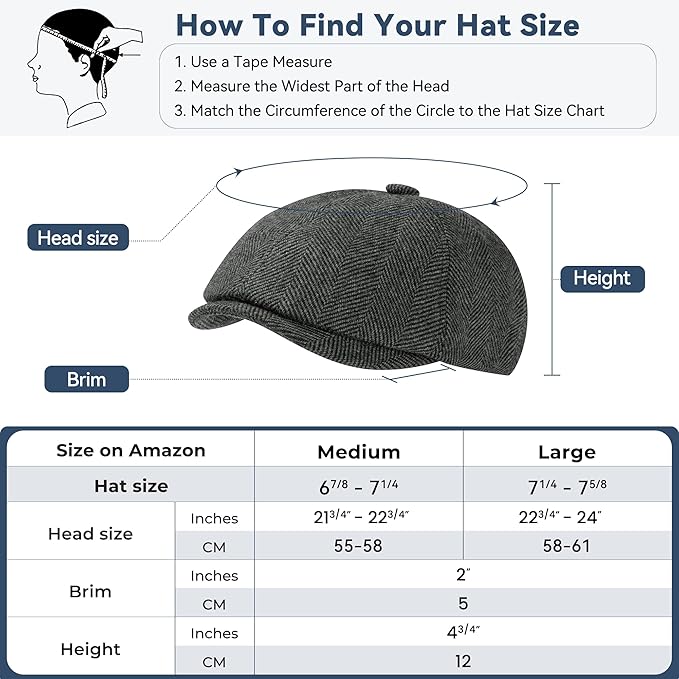 KUJUHA Wool Men's Newsboy Caps Flat Irish Cabbie Ivy Gatsby Newsboy Driving Hat Hunting Cap Winter Hat