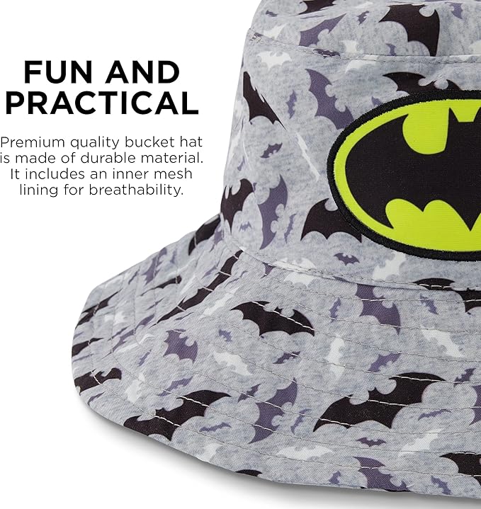 DC Comics Bucket Baseball Cap, Batman Toddler Sun Hat for Ages 2-4