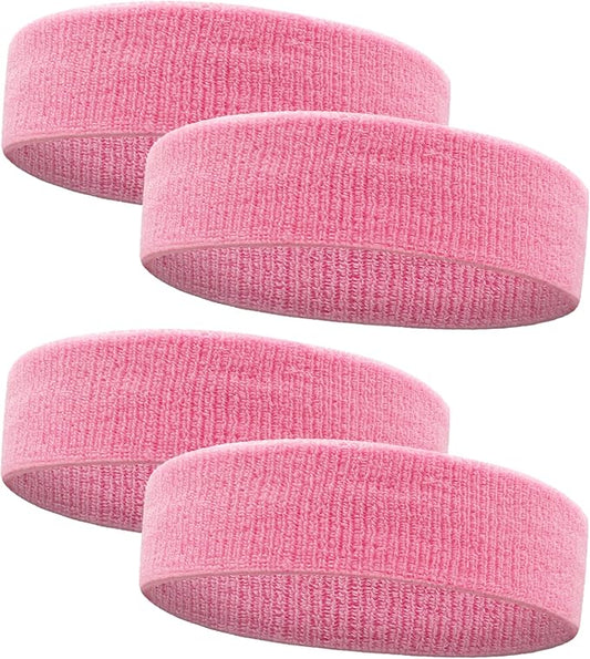 4 Pack Sweatbands Sports Headband for Men and Women, Moisture Wicking Athletic Workout Headband for Running, Tennis, Basketball, Yoga, Gym Stretchy Unisex Sweatband