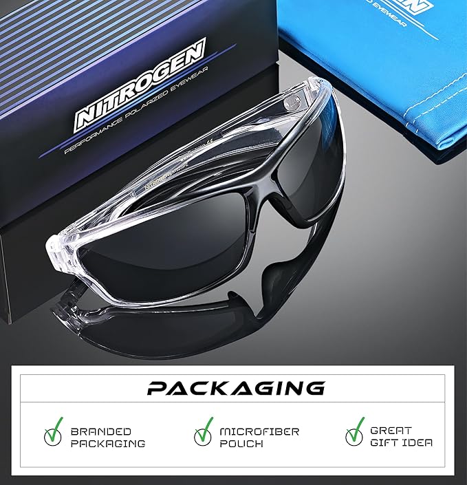 Nitrogen Polarized Wrap Around Sport Sunglasses for Men Women UV400 Driving Fishing Running Sun Glasses