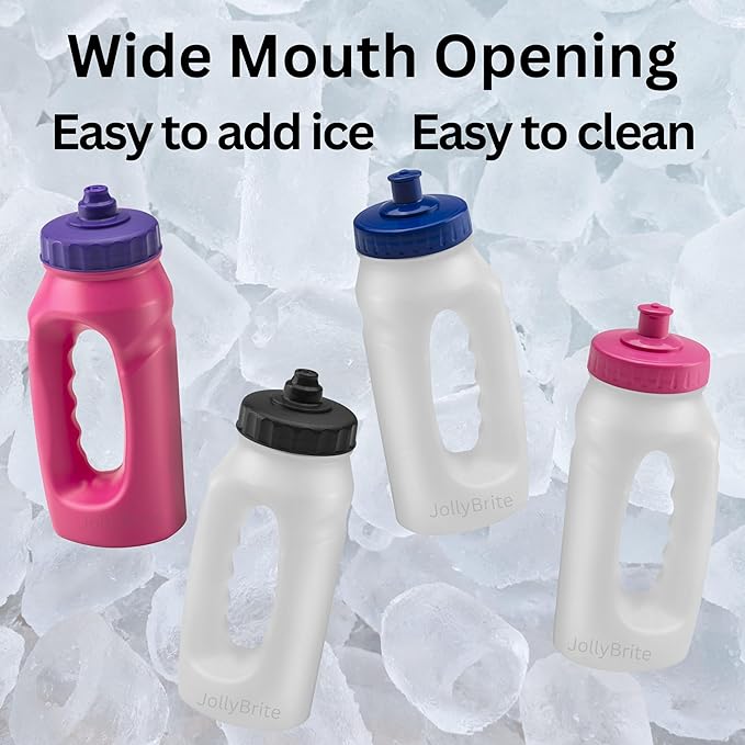 Handheld Running Water Bottle 17.6oz Leakproof Sports Push Pull Lid, Jogger Bottles for Runners, Lightweight Easy-Grip Water Bottle for Running and Fitness. 2 Pack Black and Navy Lids