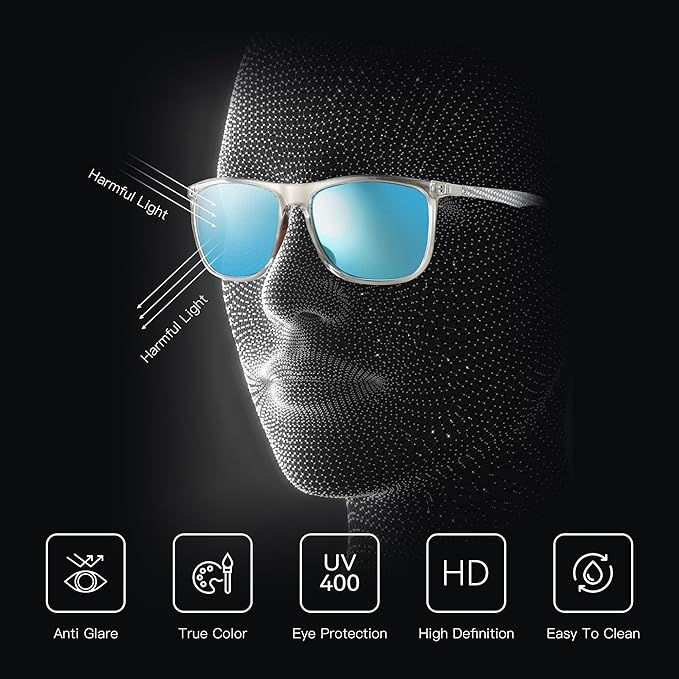 ZENOTTIC Square Polarized Sunglasses for Men Ultralight Carbon Fiber Sun Glasses Driving Fishing Golf Sports UV400 Protection
