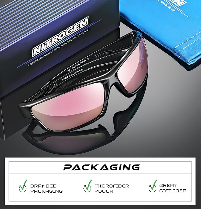 Nitrogen Polarized Wrap Around Sport Sunglasses for Men Women UV400 Driving Fishing Running Sun Glasses