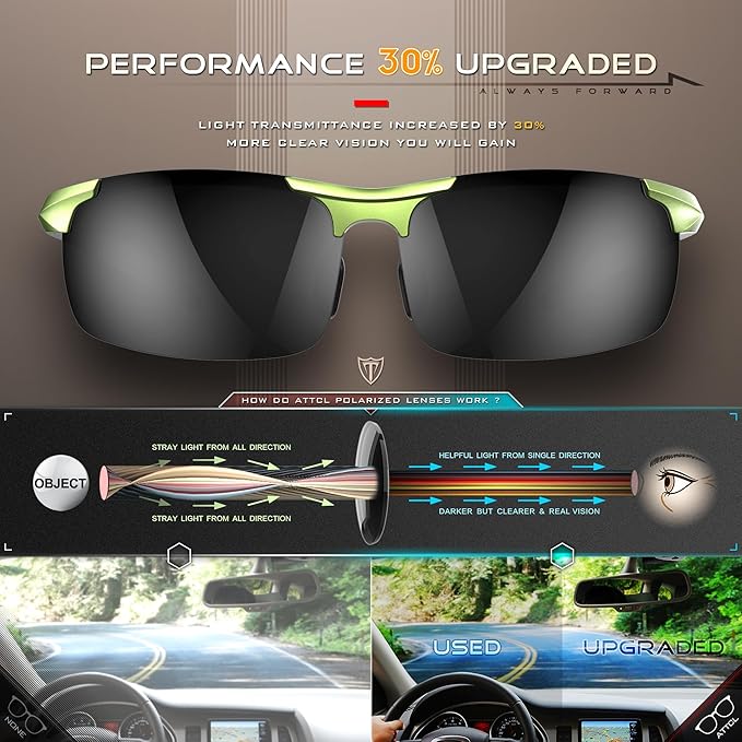 ATTCL Men's Fashion Driving Polarized Sunglasses for Men - Al-Mg metal Ultralight Frame