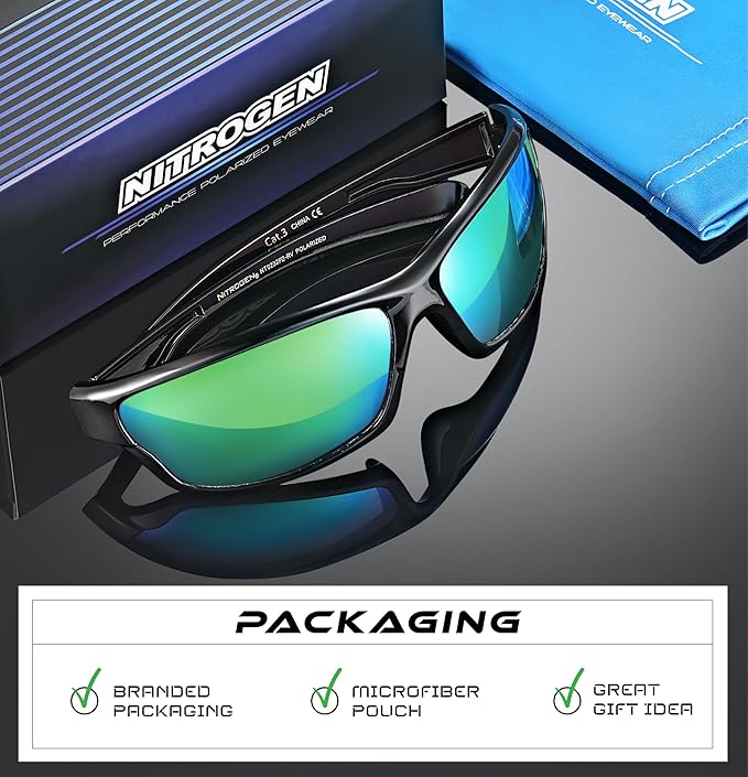 Nitrogen Polarized Wrap Around Sport Sunglasses for Men Women UV400 Driving Fishing Running Sun Glasses