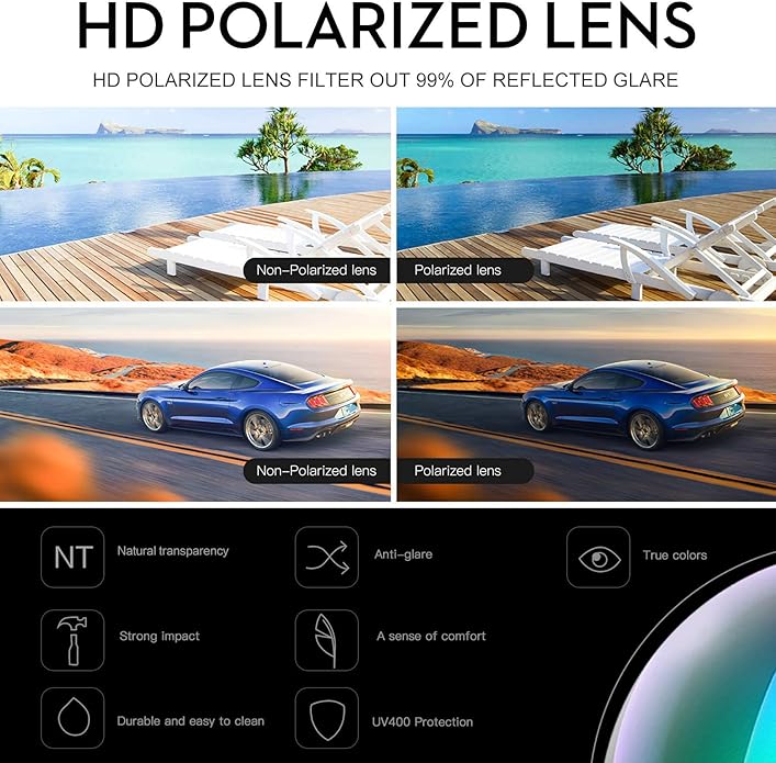 DUCO Mens Sunglasses Polarized Sports Fishing Running Driving Carbon Fiber Sunglasses for Men UV400 Protection DC8277