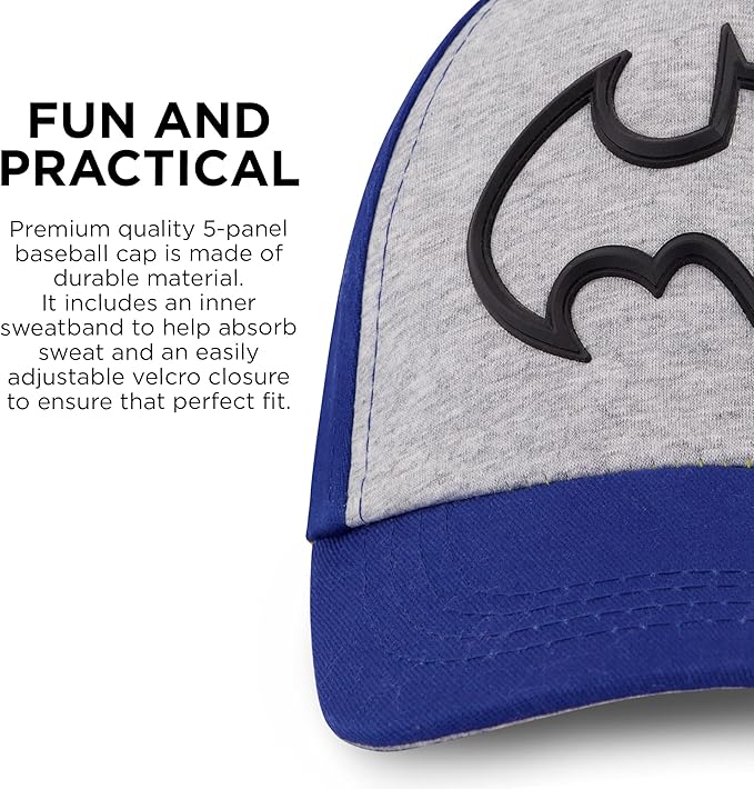 DC Comics Boys Baseball Cap, Batman Adjustable Toddler Hat, Ages 2-4 Or Boy Hats For Kids Ages 4-7
