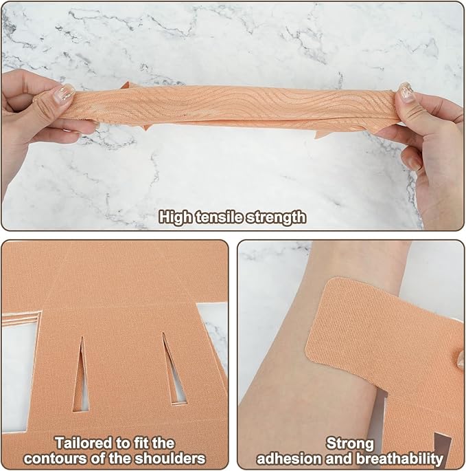 15 Pcs Precut Kinesiology Tape for Shoulder, Latex-Free Shoulder Tape for Pain Relief, Muscle Strips Kinesiology Tapes Precut, Sports Tapes Athletic Patch Support Muscle Elastic Breathable(Skin Color)