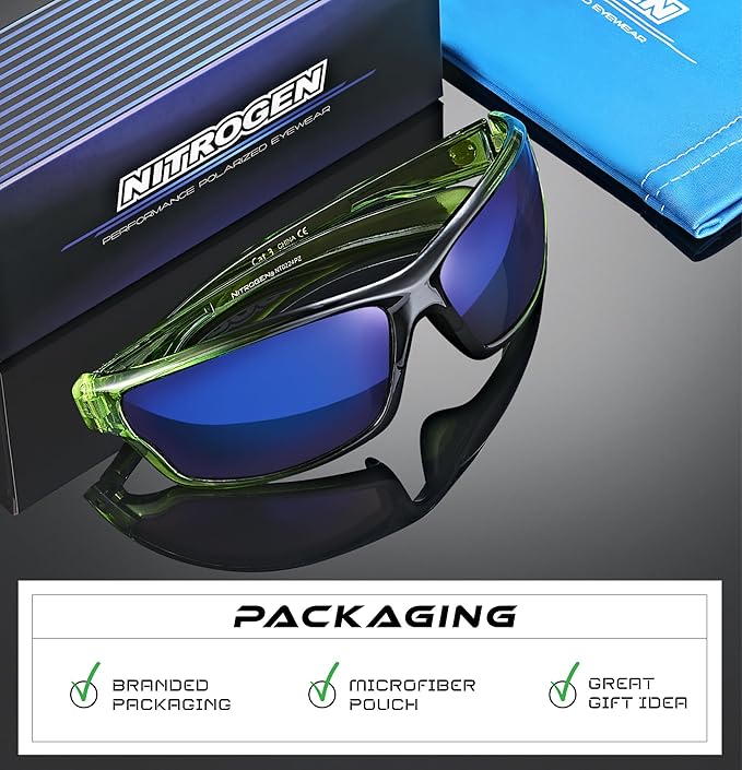 Nitrogen Polarized Wrap Around Sport Sunglasses for Men Women UV400 Driving Fishing Running Sun Glasses