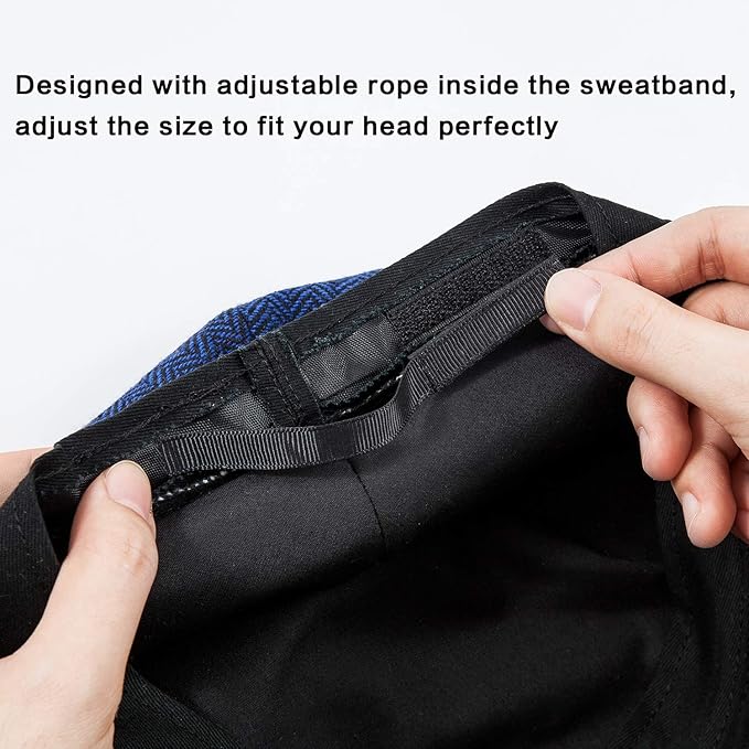 LADYBRO 2Pack Adjustable Newsboy Hats for Men Flat Cap Irish Cabbie Wool Blend Tweed