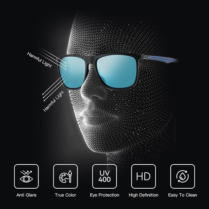 ZENOTTIC Square Polarized Sunglasses for Men Ultralight Carbon Fiber Sun Glasses Driving Fishing Golf Sports UV400 Protection