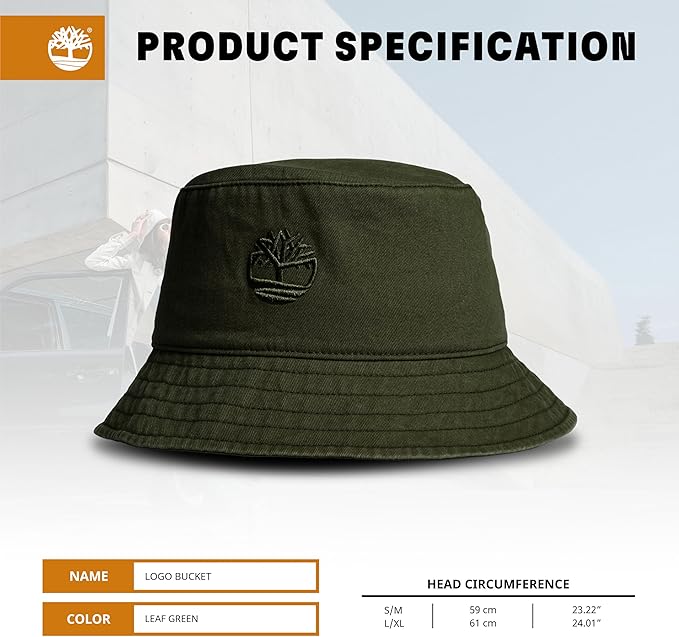 Timberland Mens Bucket Hat, Cotton Twill, Soft Brushed Finish, Packable Sun Hat