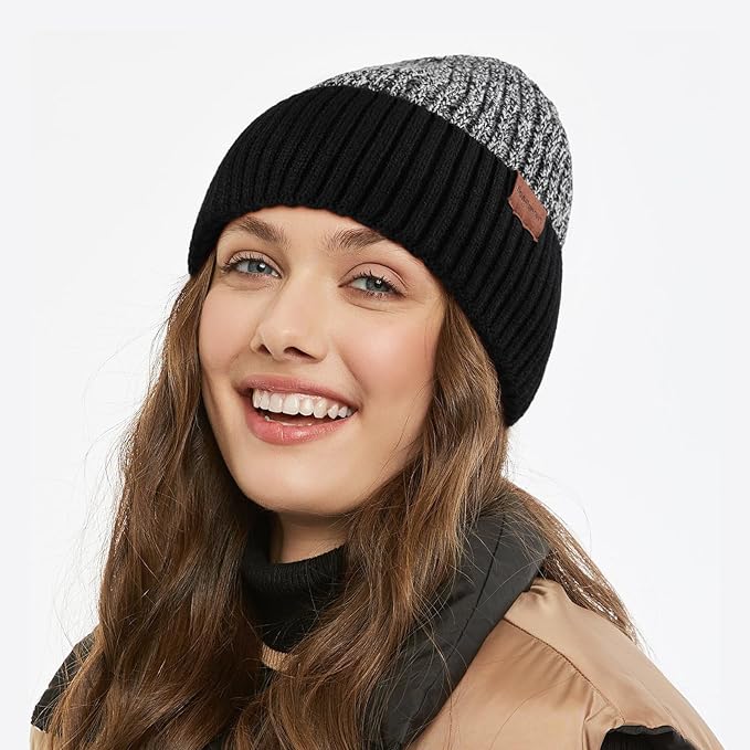 Winter Beanie Hat for Men Women: Warm Fleece Lined Beanie Knit Ski Stocking Cap Cuffed Cap for Cold Weather Running