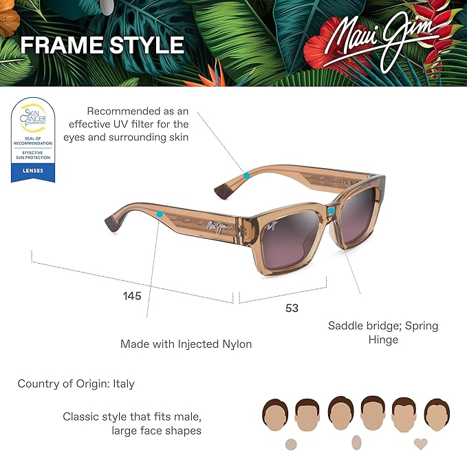 Maui Jim Polarized Men's and Women's Kenui Rectangular Sunglasses