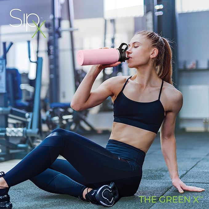 SipX™ 18 oz Insulated Water Bottle with 3 Lids – Leakproof Stainless Steel, Triple Insulated – Cold 24 Hours/Hot 12 Hours – Durable Bottle for School, Gym, Travel – Light Pink