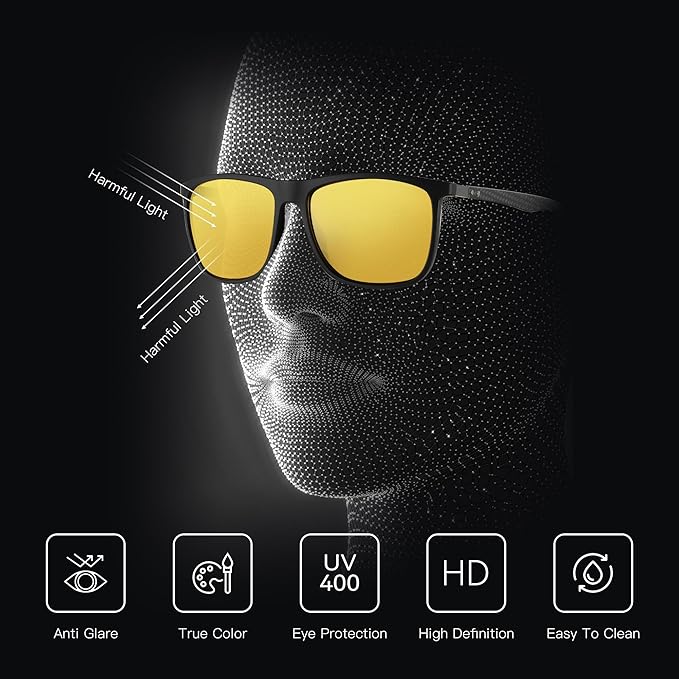 ZENOTTIC Square Polarized Sunglasses for Men Ultralight Carbon Fiber Sun Glasses Driving Fishing Golf Sports UV400 Protection