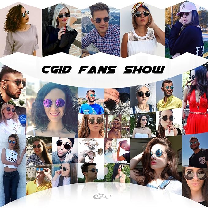 CGID Retro Round Polarized Sunglasses Mens Womens Circle Metal Hippie Shades UV400 Protection E01