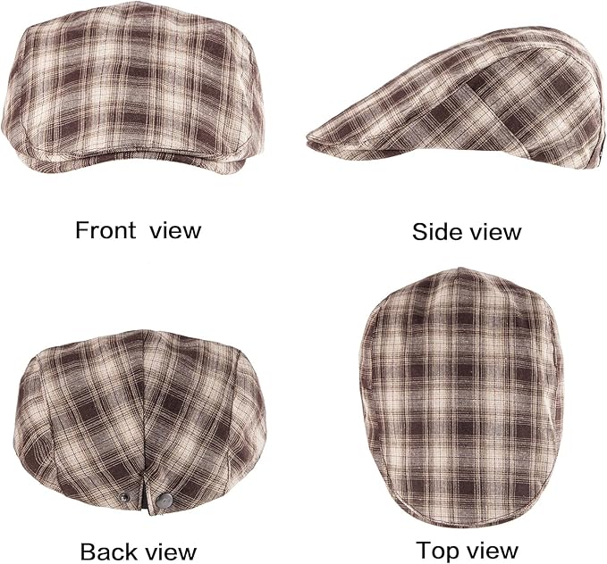 LADYBRO 2Pack Unisex Flat Cap Newsboy Hats for Men Women, Summer Casual Adjustable