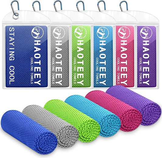 40"*12" Cooling Towels 6 PCS, Cool Towels Sports Cooling Rags for Neck and Face, Sweat Neck Cooling Towel for Hot Weather, Chilly Towels for Athletes, Yoga, Gym, Golf