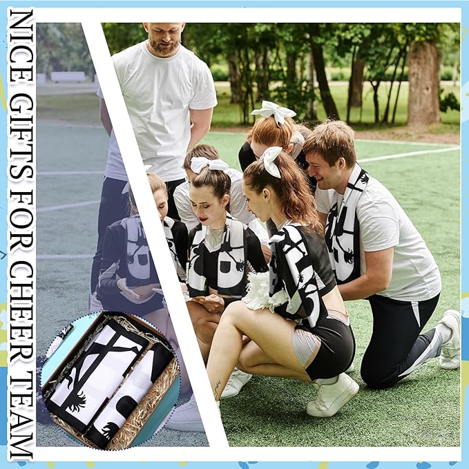 24 Pcs 12/24 Pcs Cheerleader Cooling Towel Cheer Gifts Bulk for Team Cheer Sports Gifts with Bags 40" x 12" Breathable Chilly Microfiber Cooling Towel for Yoga Sport Gym Party Favor (Black)