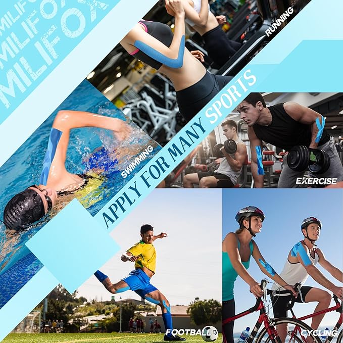 2 Rolls Kinesiology Tape, Waterproof Kinetic Tape 1.97 in x 16.4 ft, Uncut Cotton Elastic Athletic Strips for Knee, Shoulder, Ankle, Muscle Support (Blue and Blue Camouflage)