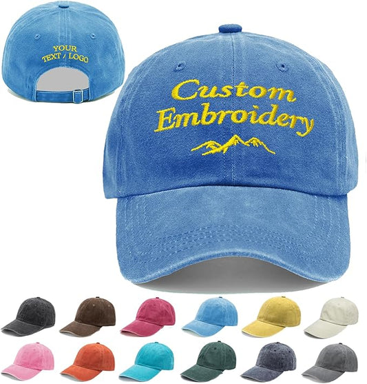 Custom Embroidered Hats, Personalized Embroidery Baseball Caps Add Your Logo Text Gift for Men Women