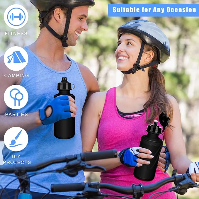 72 Pcs Reusable Water Bottles Bulk 20 oz Squeeze Plastic Sports Water Bottles with Nylon Strap Leak Proof Blank DIY Cups for Travel Hiking Cycling Sport Event Team Gifts