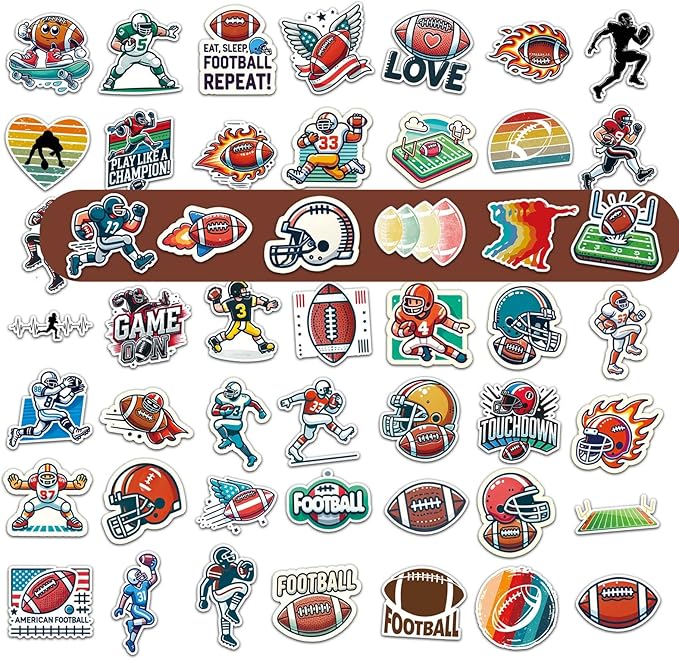 Football Water Bottles for Boys 32 oz and 100 PCS Football Stickers Sports Insulated Stainless Steel Water Bottle Footballs Accessories Stuff Gear Gifts For 8-12 12-14 Player