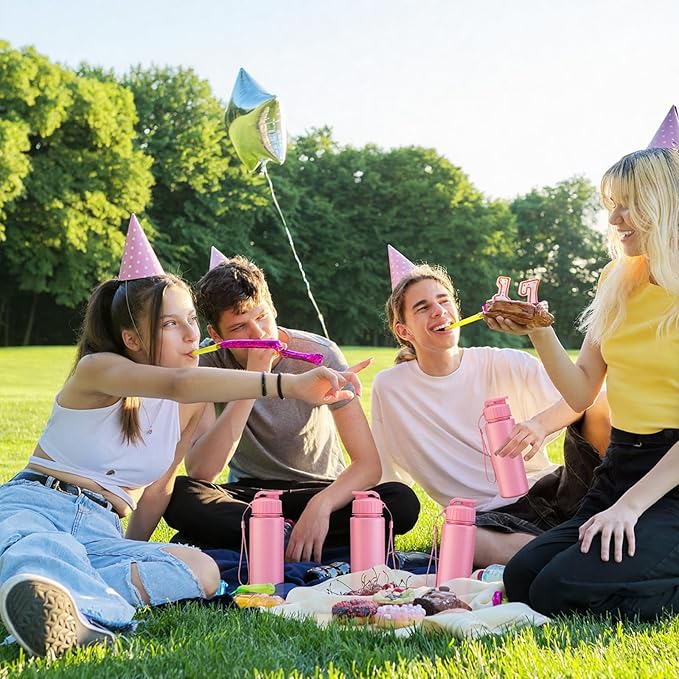 Mifoci 20 Pieces Water Bottle Bulk 17 oz Plastic Water Bottles Bulk Gym Sports Adults Reusable Large Bottles with Leak Proof Flip Top for Party Outdoor(Regular Style,Solid Pink)