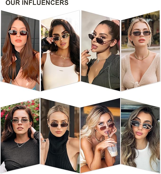 SOJOS Trendy Small Y2k Rectangle Sunglasses Womens Mens, Retro Narrow Chic Thin Skinny Sunnies SJ1187