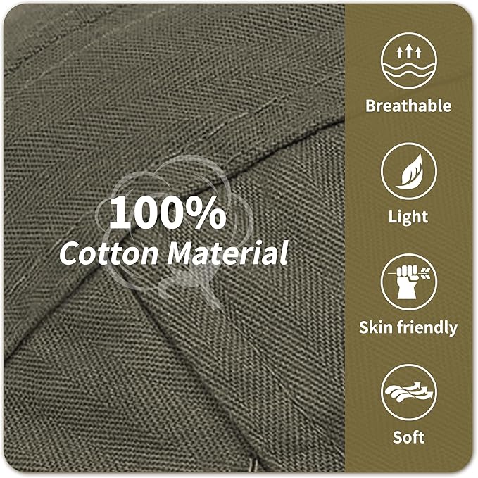 Men's Newsboy Caps 100% Cotton Newsies Flat Hats for Men Adjustable Irish Cabbie Gatsby Hats Ivy Cap for Driving Golf Hunting